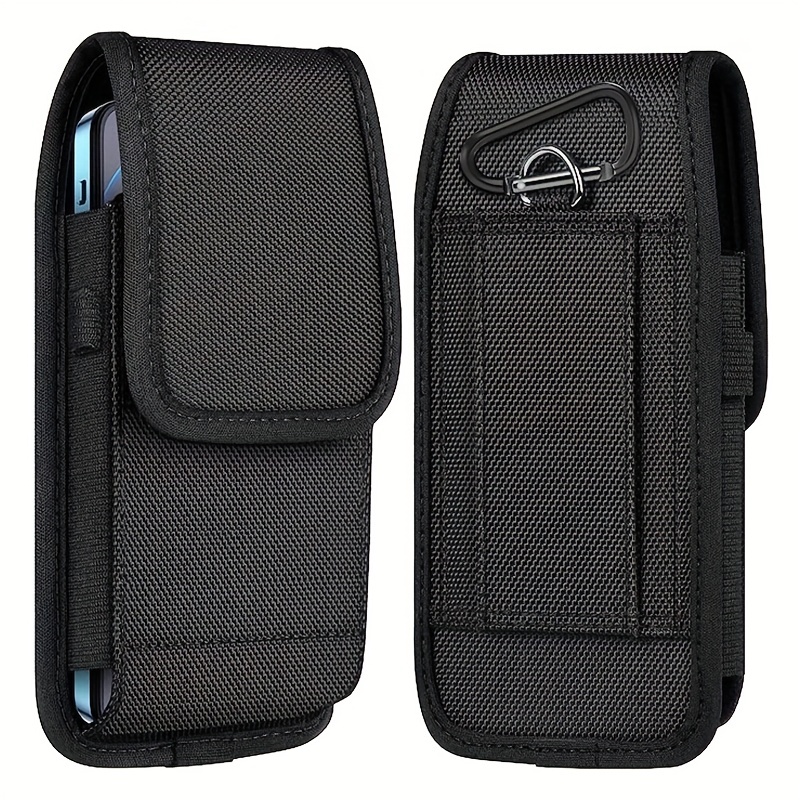 

1pc Cell Phone Pouch Nylon Belt Bag Card Case, Simple Black Waist Bag Fanny Bag, Mobile Phone Holder, Card License Money Holder