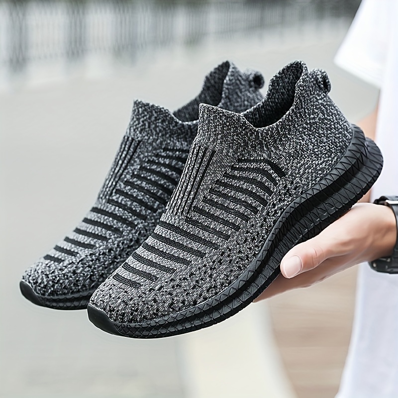 

Men's Knitted Breathable Lightweight Slip-on Casual Shoes For Traveling Jogging, For Halloween