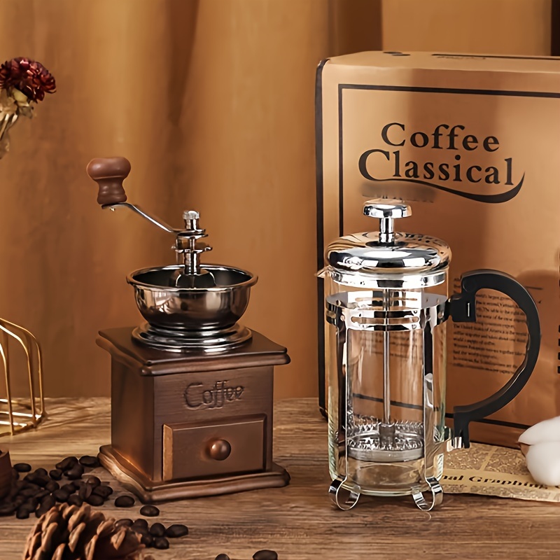 Bean Grinder French Press Pot Set Coffee Utensils Event Gifts Hand-Cranked Coffee  Grinder Manual Coffee