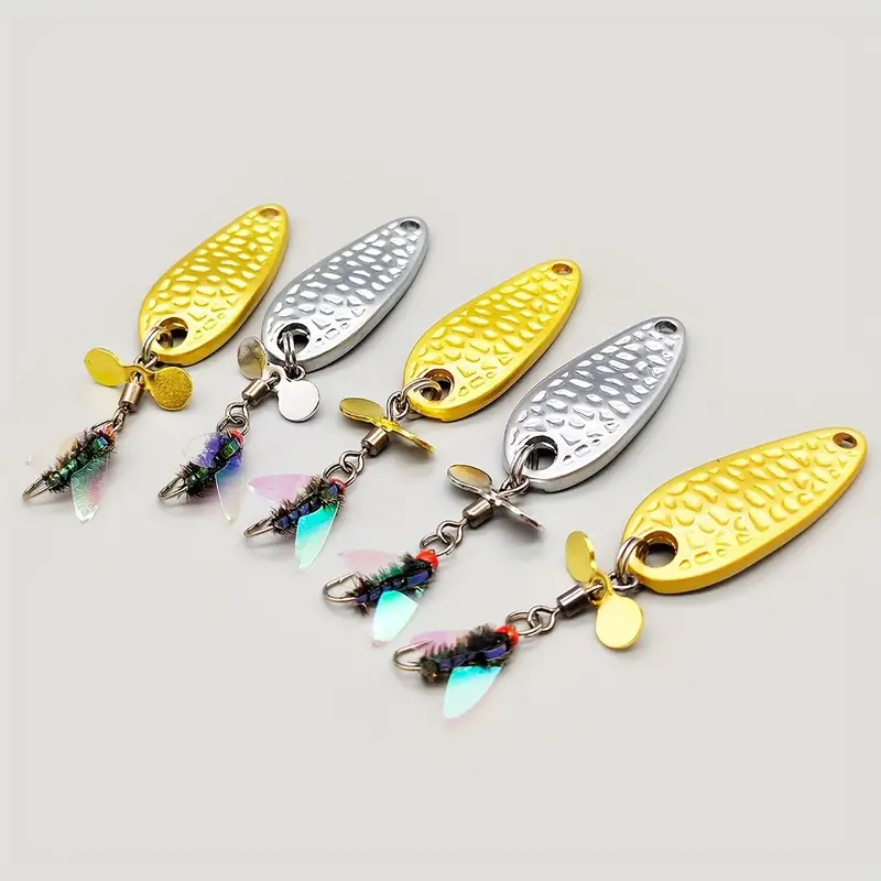 5pcs 0.18oz Simulated Metal Spoon Fishing Lures With Propeller For Salmon  Bass Trout, Fly Fishing Bait, Fishing Accessories For Freshwater