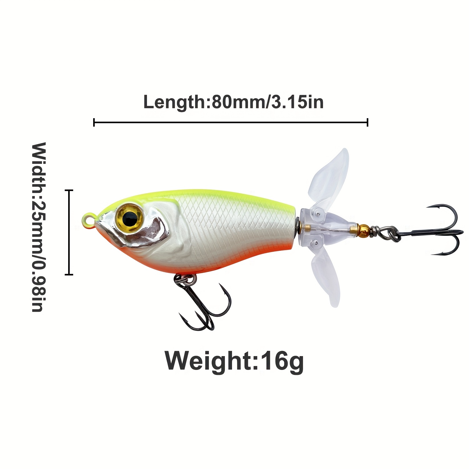 Double Propeller Floating Fishing Lure with Soft Spinning Tail - 80mm 16g  Hard Bait for Freshwater and Saltwater Fishing