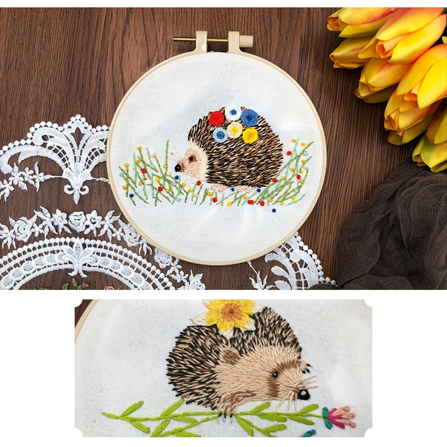 Hedgehog embroidery kit for beginners