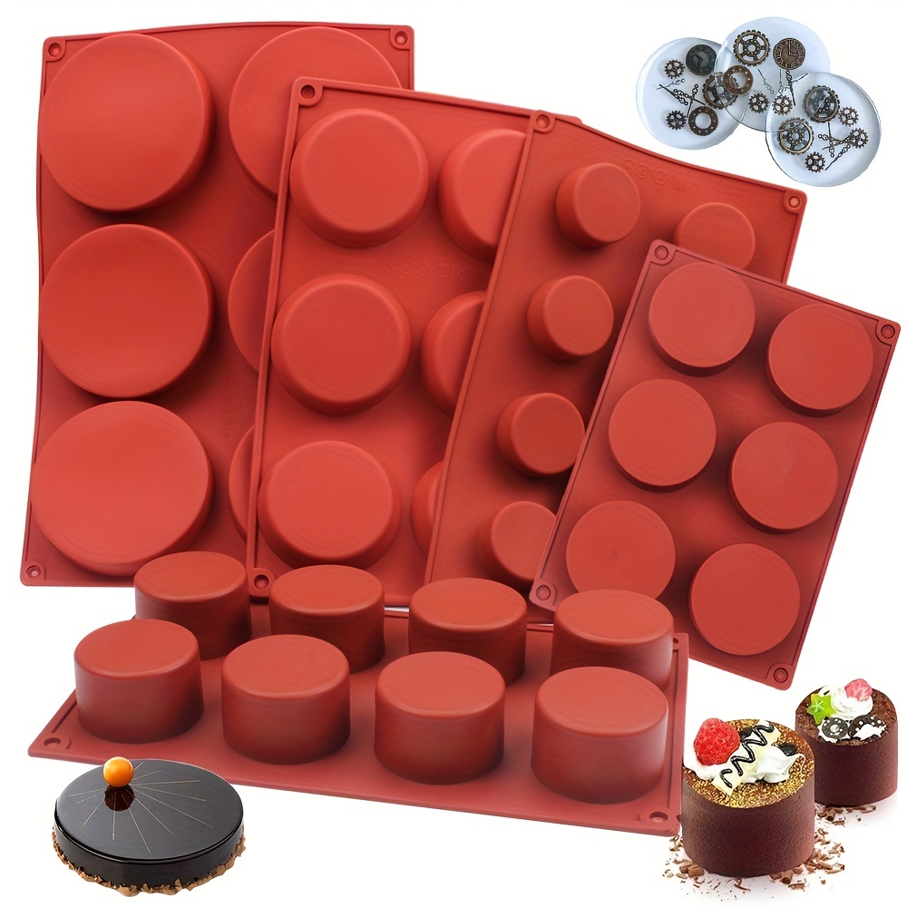Silicone Soap Molds 8-Cavity Flat Round Soap Making Molds Non-Stick Silicone  Molds DIY Handmade Silicone Mold for Soap Making Pudding Chocolate Cakes  Jelly Dome Mousse 