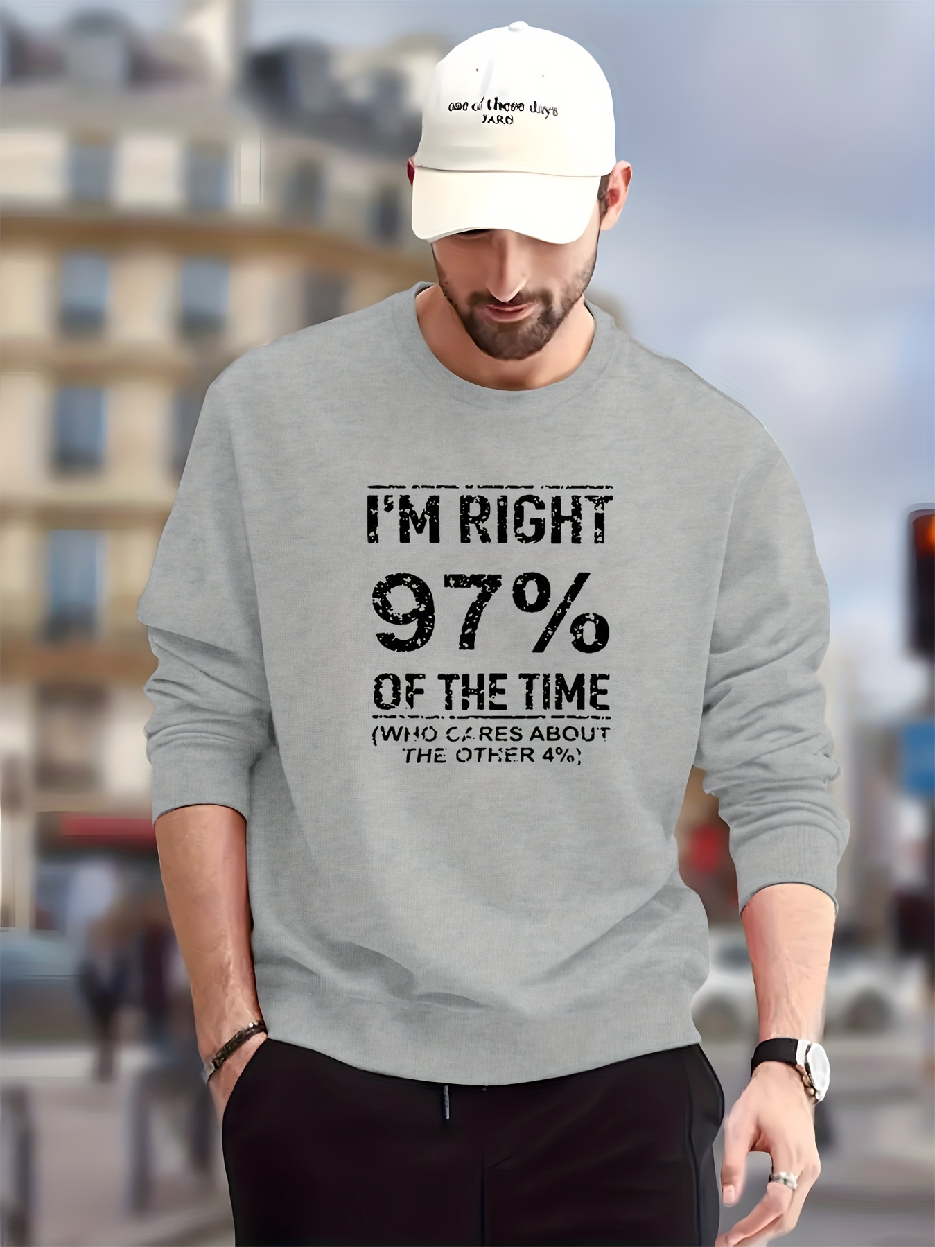 Mens Casual Crew Neck Graphic Sweatshirt