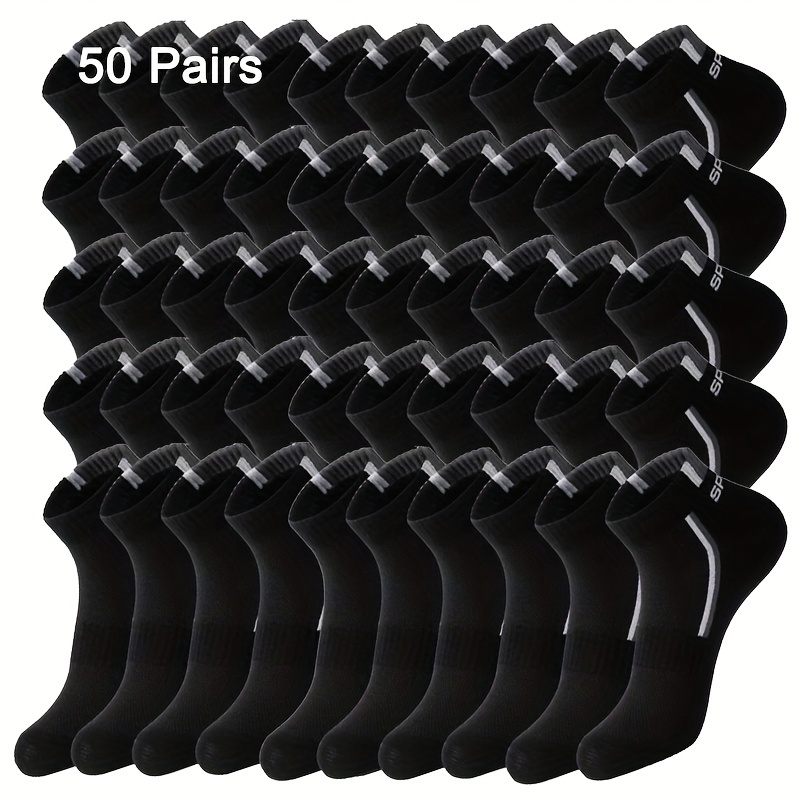 50 Pairs Of Men's Short Thin Sports Socks, Low-cut Mid-tube Socks.
