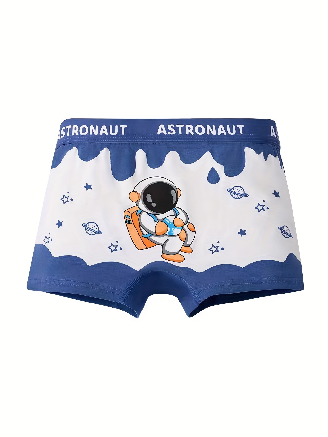 Boys Cartoon Astronaut Rocket Planet Boxer Briefs Soft - Temu