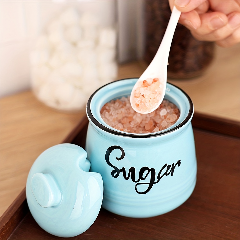 Ceramic Sugar Bowl With Lid And Spoon Sugar Container For - Temu