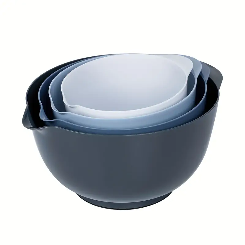 Plastic Mixing Bowl Set With Pour Spout, Microwave And Dishwasher Safe, Bpa  Free Non-slip Base, Size 1.7qt, 2.5qt, 3.5qt And 4.5qt, Great For Prepping,  Baking, Cooking (haze Blue) - Temu