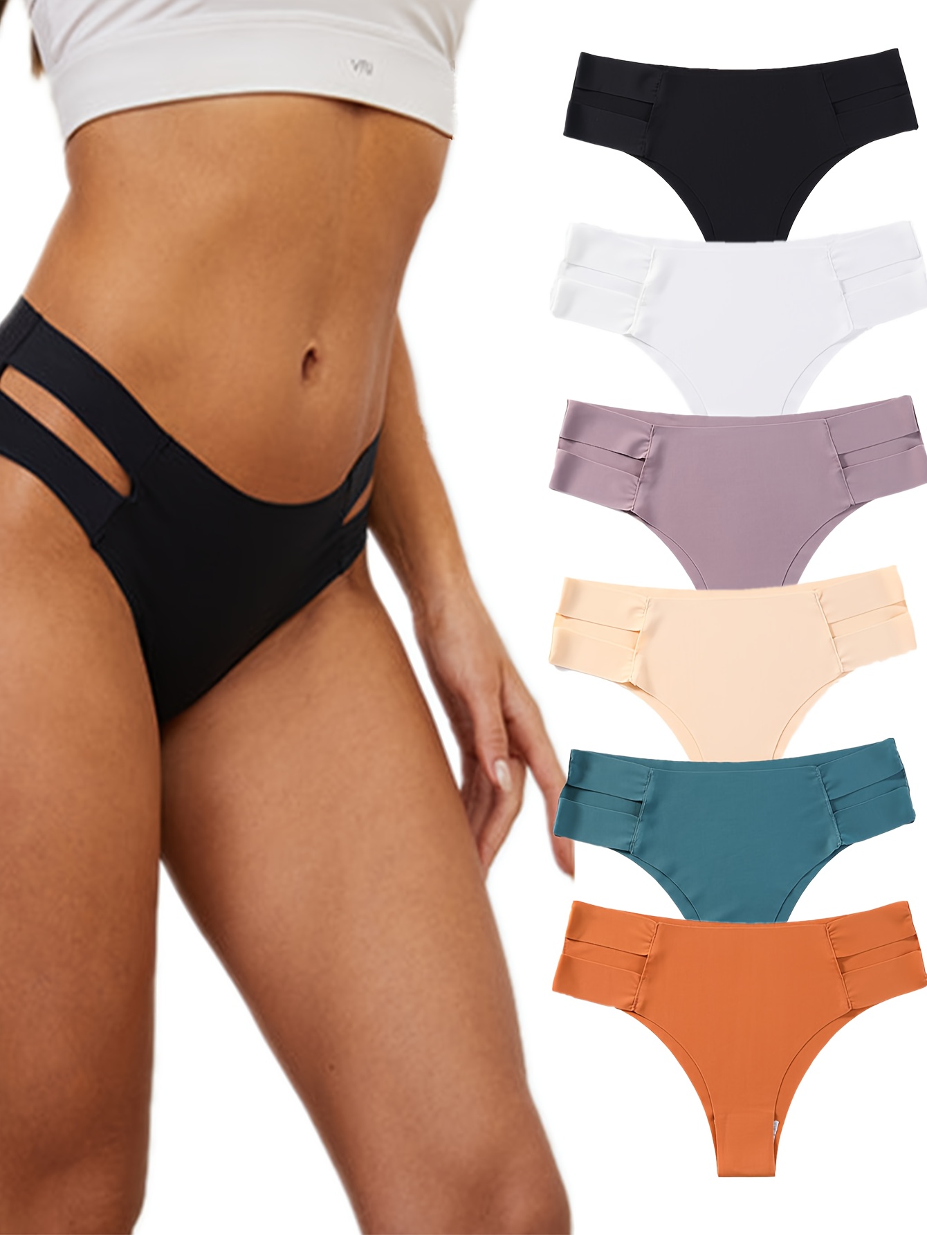 3pcs Women's Seamless Hipster Underwear No Show Panties Invisibles Briefs  Soft Stretch Bikini Underwears