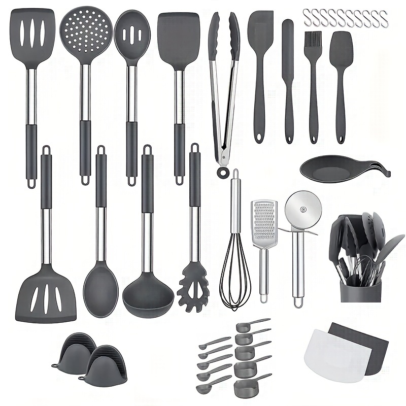 Complete Kitchen Utensil Set With Holder - Includes Cooking Turner