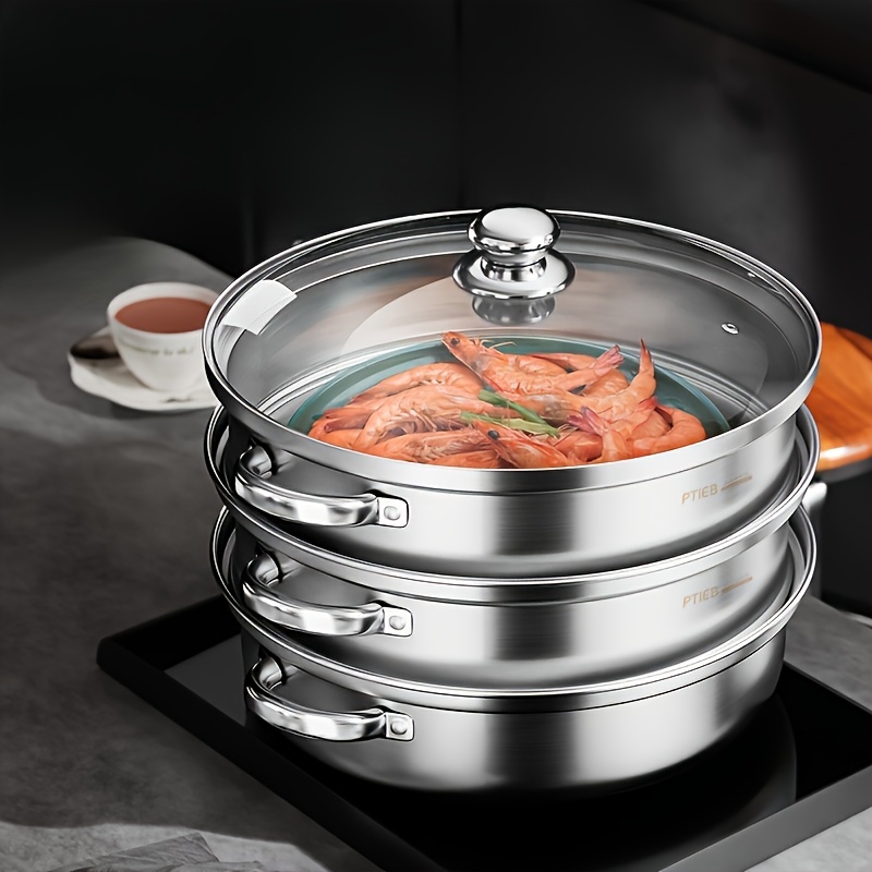 5 Tier Stainless Steel Food Steamer Vegetable Steamer Pot Cookware