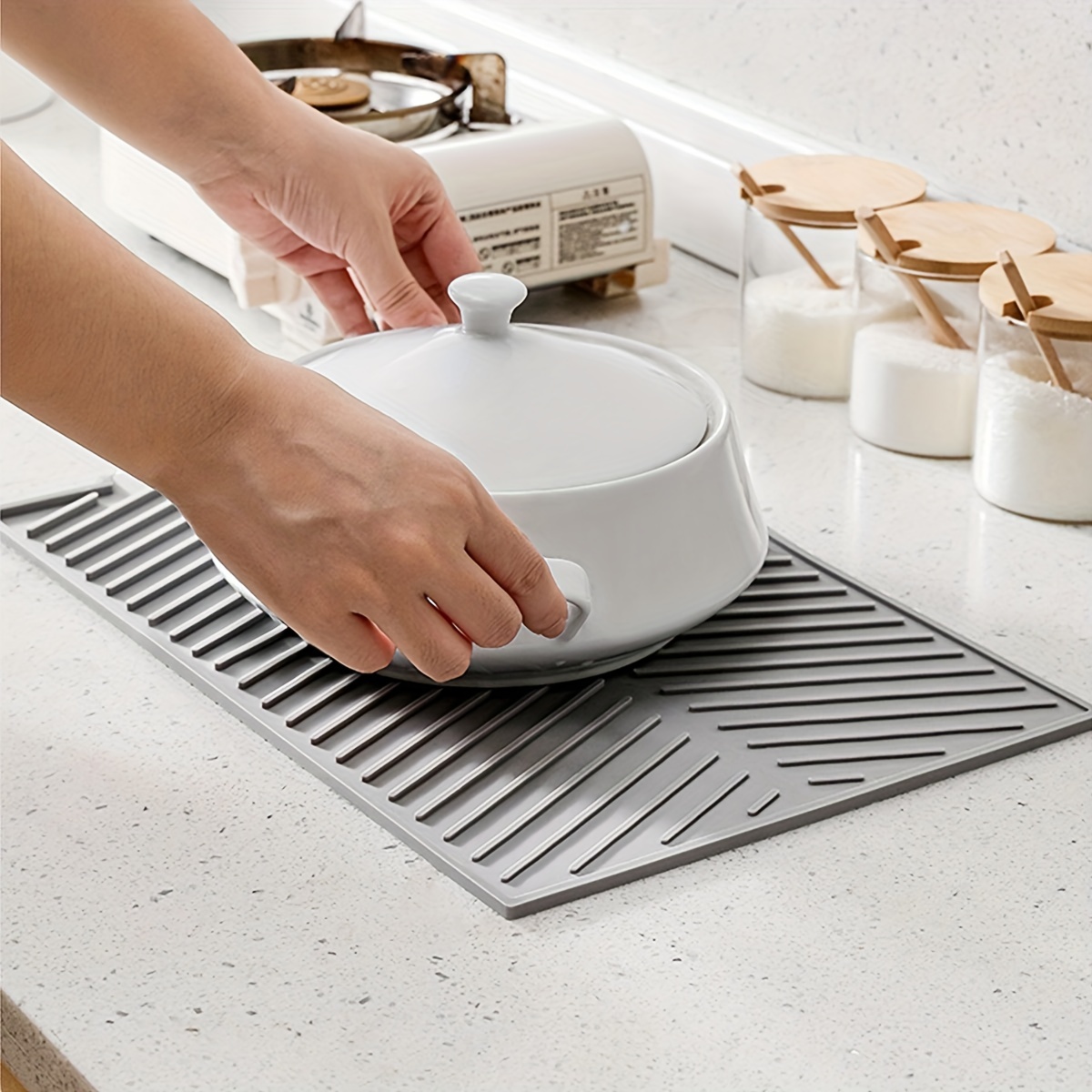 Dish Drying Mat, Kitchen Countertop Absorbent Pad, Washstand Drain