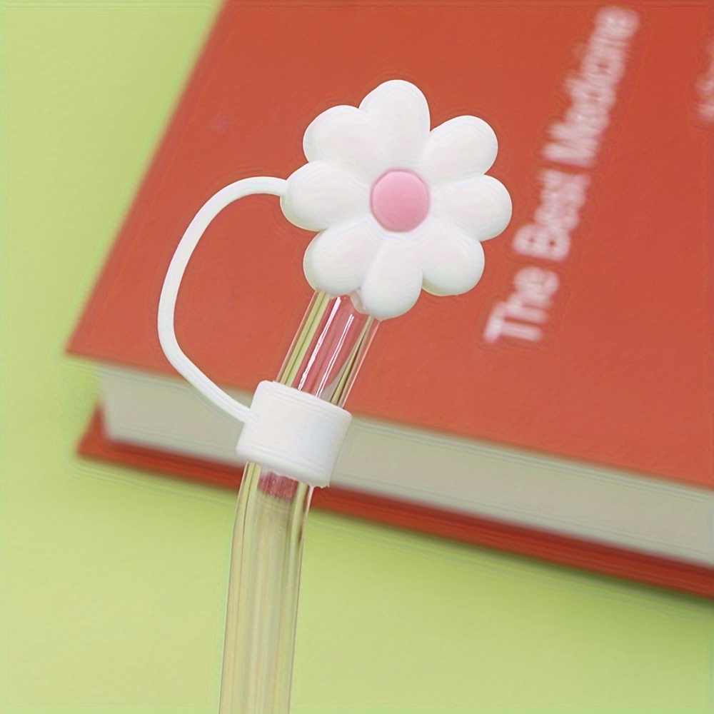 5pcs Anti Dust Straw Cover Cap Daisy Cute Silicone Straw Topper For Stanley  30&40 Oz Tumbler 10mm Drinking Straw