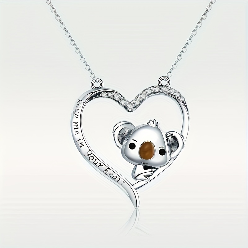 1pc Cute Cartoon Koala Hugging The Moon Creative Pendant Necklace, Boho  Style Perfect Holiday Gift For Teenagers