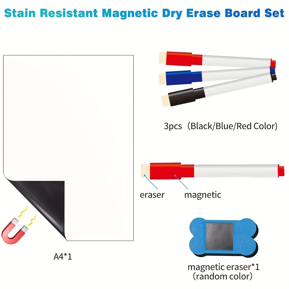 Magnetic Dry Erase Board for Fridge - 17 x 11 Stain-Resistant