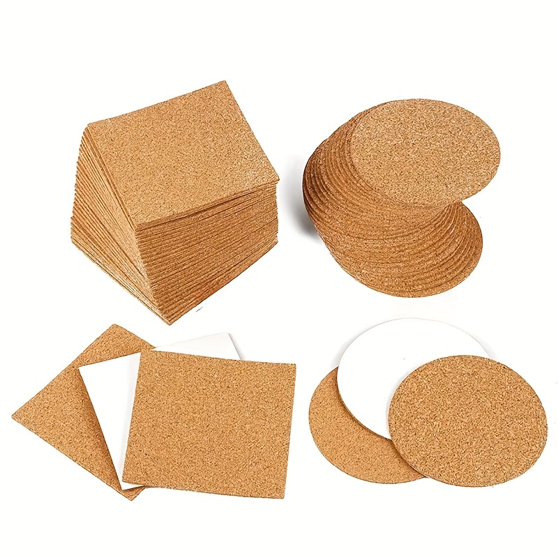 

20pcs Self-adhesive Cork Coasters Round For Diy 10cm/4inchx10cm/4inch" Cork Circle Cork Tiles Cork Mat Cork Sheets With Strong Adhesive Office Home Bar Cafe