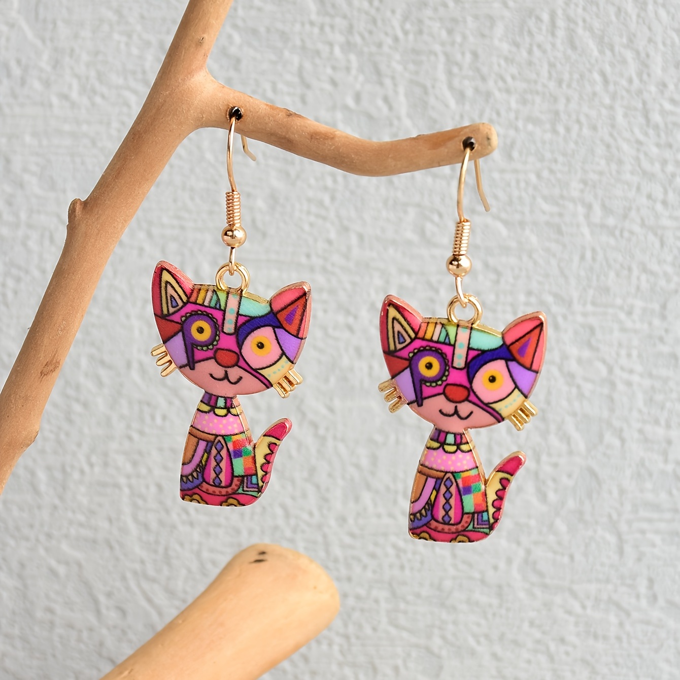 lovely cat design dangle earrings cute cartoon style zinc alloy jewelry adorable gift for women girls daily casual 8