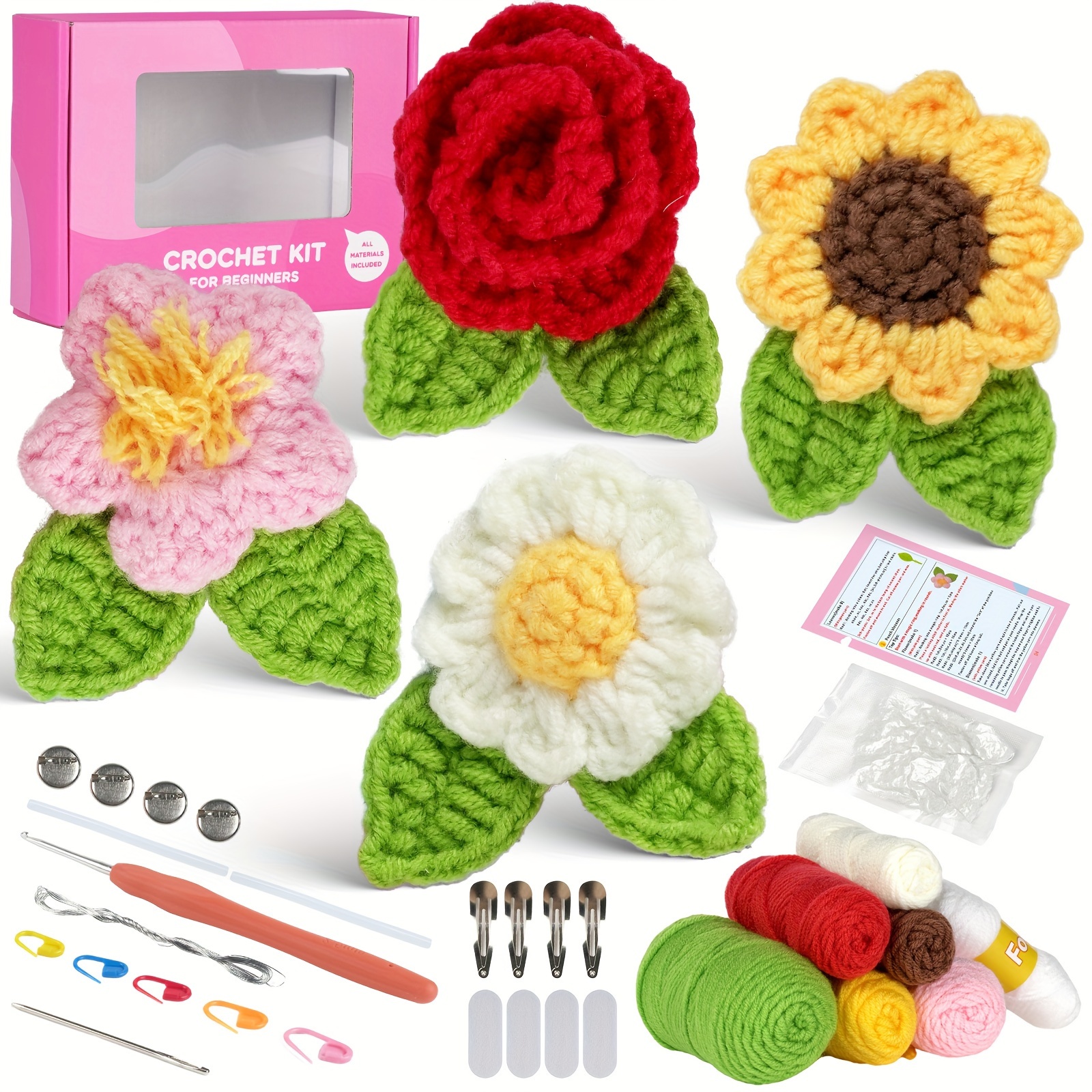 Knit Kits Flower Crochet Kit Crochet Crochet Starter Kit Adults