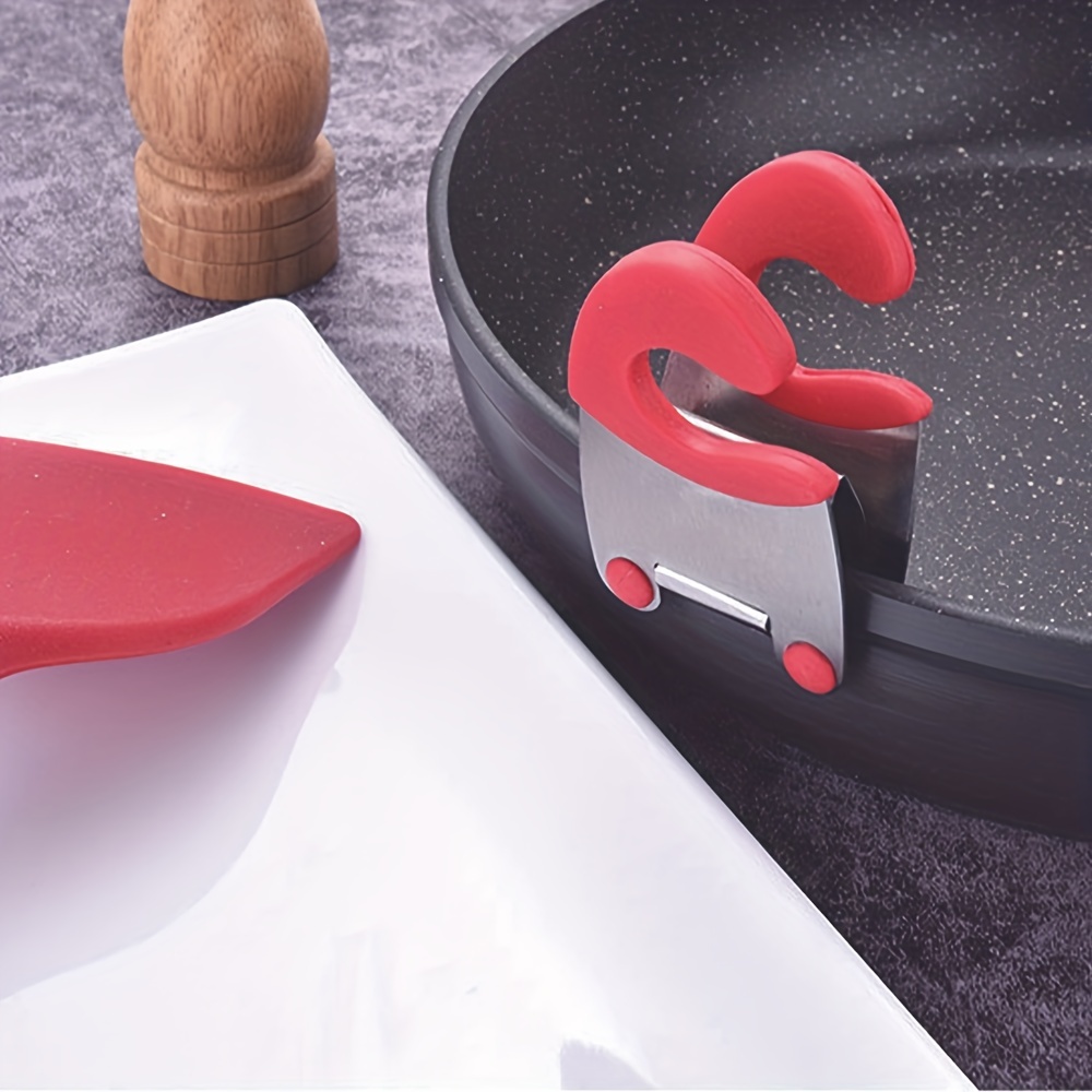 Spoon Holder Clip/Pot Side Clips Anti-Scalding Kitchen Gadgets Rubber Clips  Kitchen Cooking Stainless Steel Tool Pot Fixed Clamp