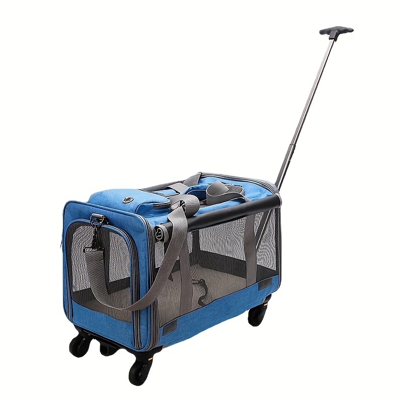 Cat Dog Carrier With Wheels Airline Approved Rolling Pet - Temu
