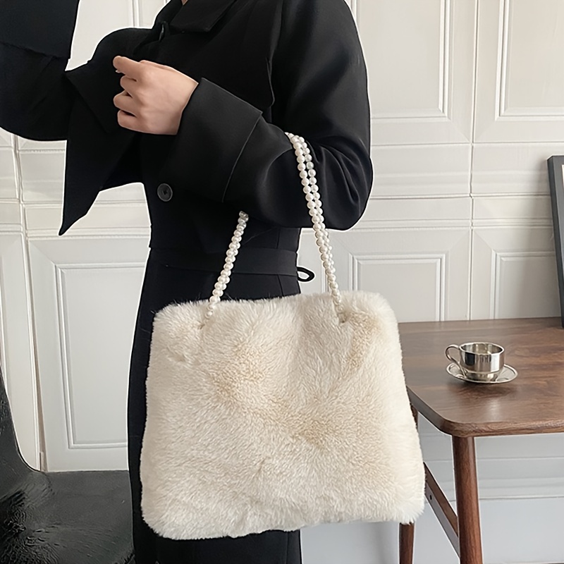Tissavel Mint Faux Fur Tote Handbag - Faux Fur Throws, Fabric and Fashion