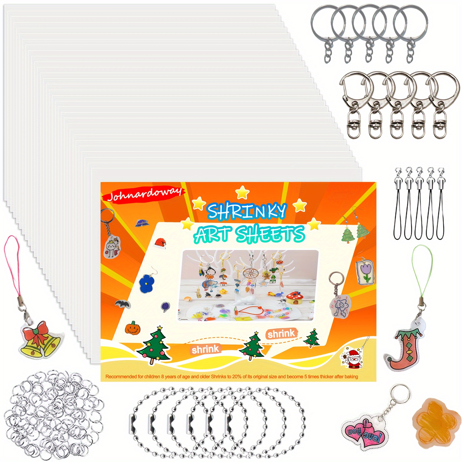 SZSXHWJK Shrinky Dink Sheets Kit 164pcs Heat Shrink Plastic Paper  Printable,Art Jewelry Kit for DIY Film Sheet Shrinky Dink Keychain Kit Kids  Crafts Ages 4-12 for Girls Birthday Gift : : Toys