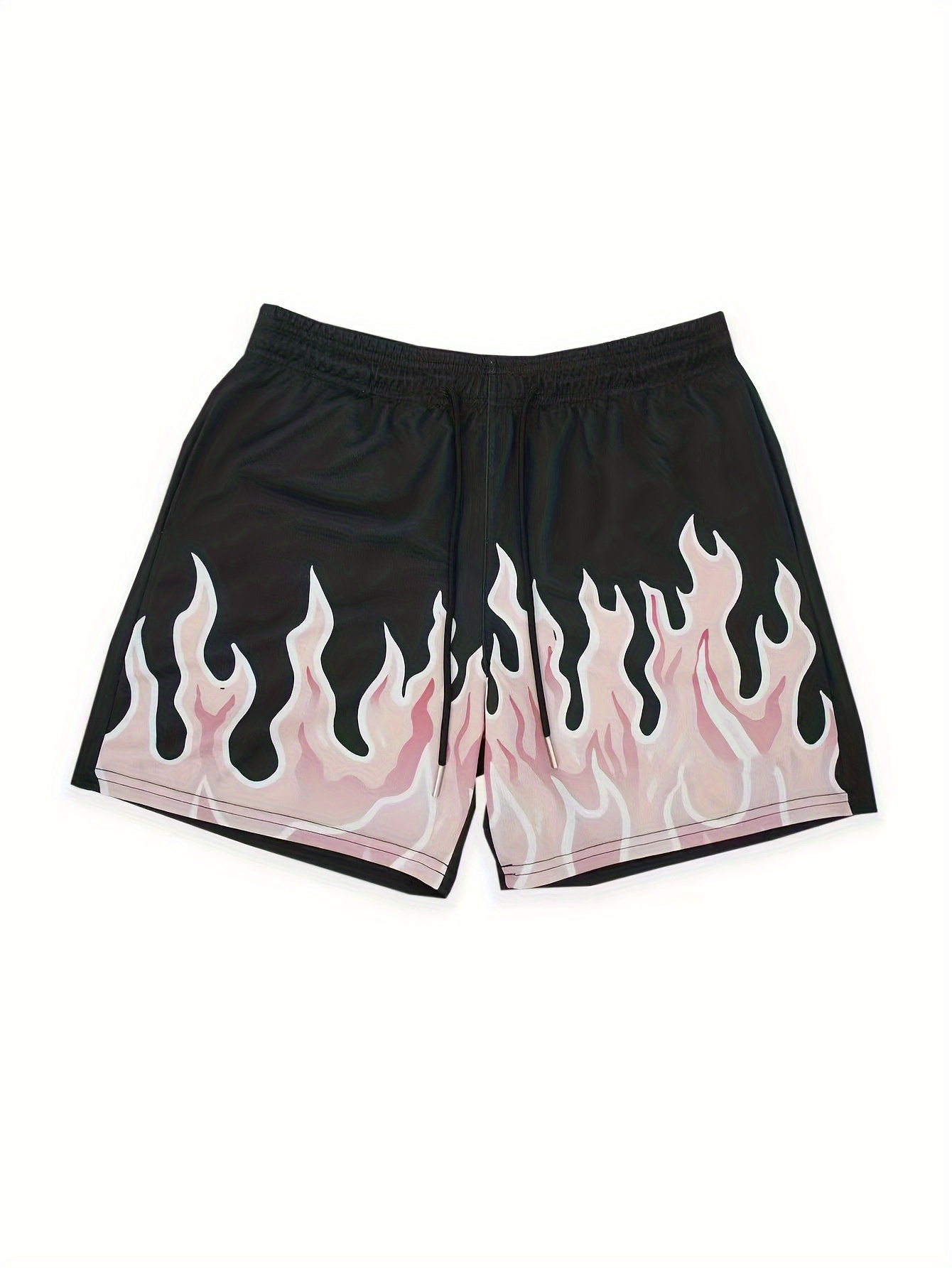 Men's Trendy Flame Pattern Shorts Active Slightly Stretch - Temu