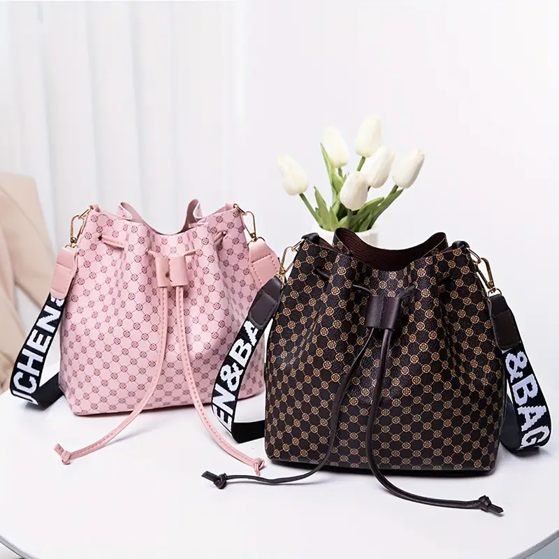 bucket bag random print womens large capacity tide personality drawstring commuter bag fashion trendy shoulder crossbody bag details 3