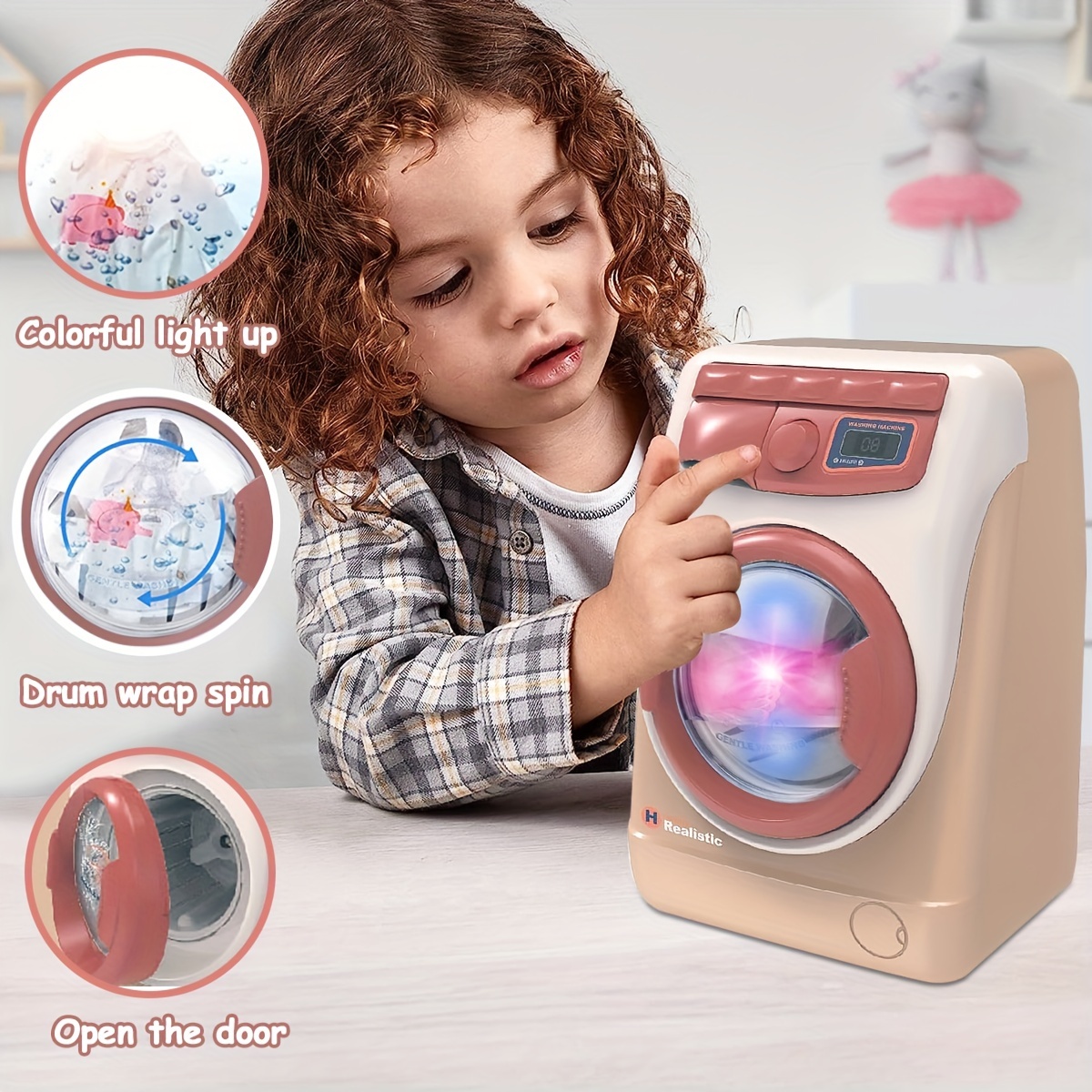 Kitchen Appliances Pretend Play Set with Coffee Maker Blender Mixer and  Toaster with Realistic Light and