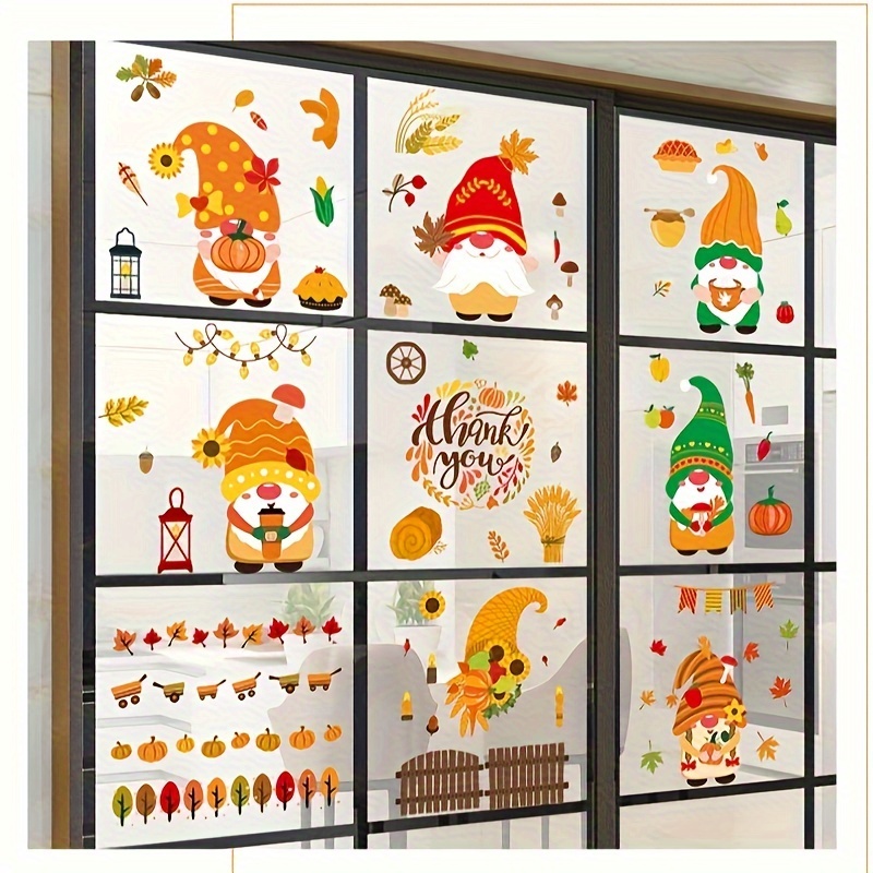 Ringraziamento Adesivo Finestre, 6 Sheet Foglie Di Acero Adesivi Finestre  Vetrofanie per Il Ringraziamento Finestra Sticker Acero Decorazioni per