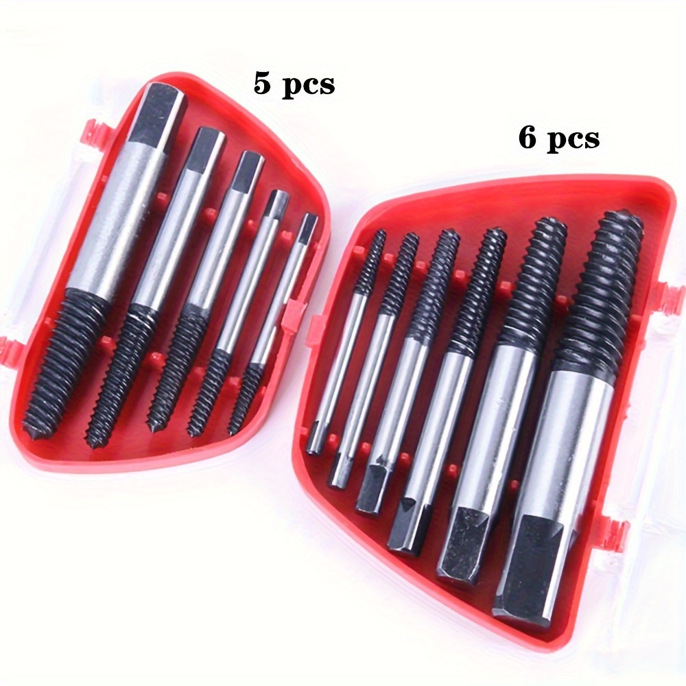 

5/6pcs Broken Damaged Screwdriver Extractor Drill Bit Set, Carbon Steel Double Side Screw Pull Center Drill Bits