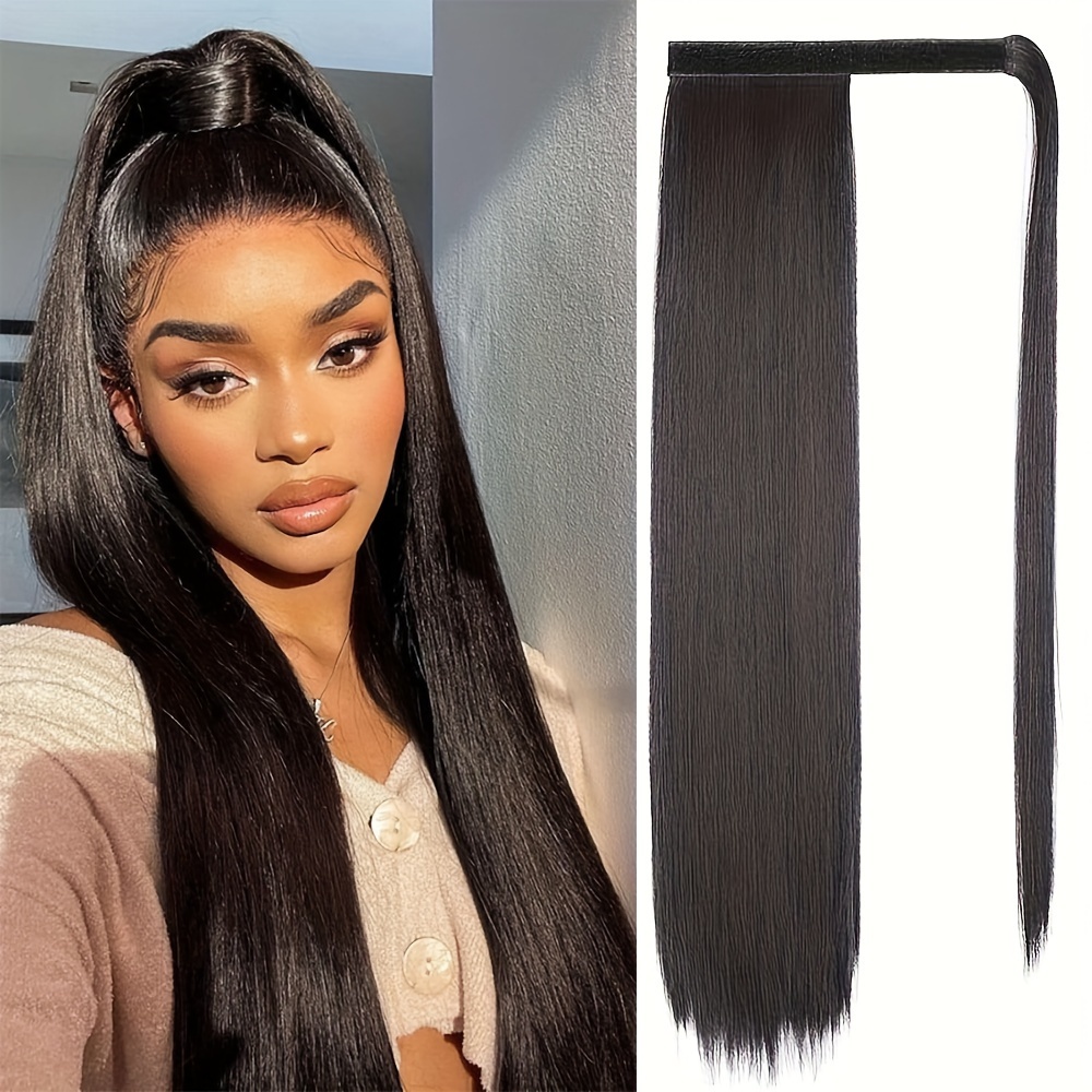 Gorgeous Synthetic Wavy Straight Ponytail Hair Extension - Temu