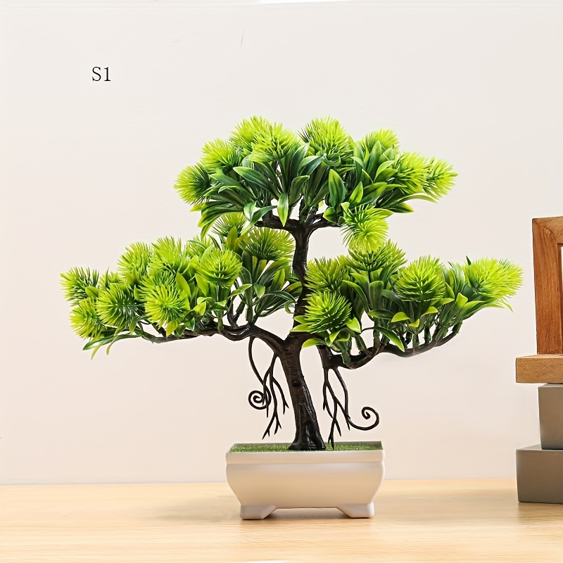 Artificial Plants Bonsai Tree Simulation Welcome Pine Bonsai Office Green  Plant Decoration Artificial Potted Tree for The Living Room Office Shop