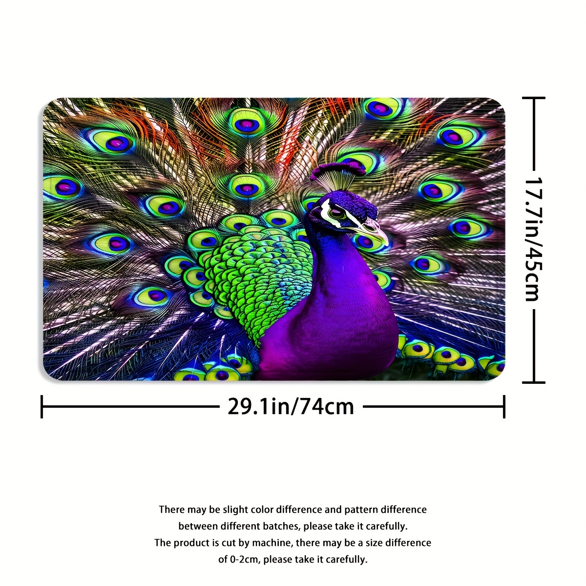 1pc Peacock Feather Shower Curtain - Colorful Fabric Bathroom