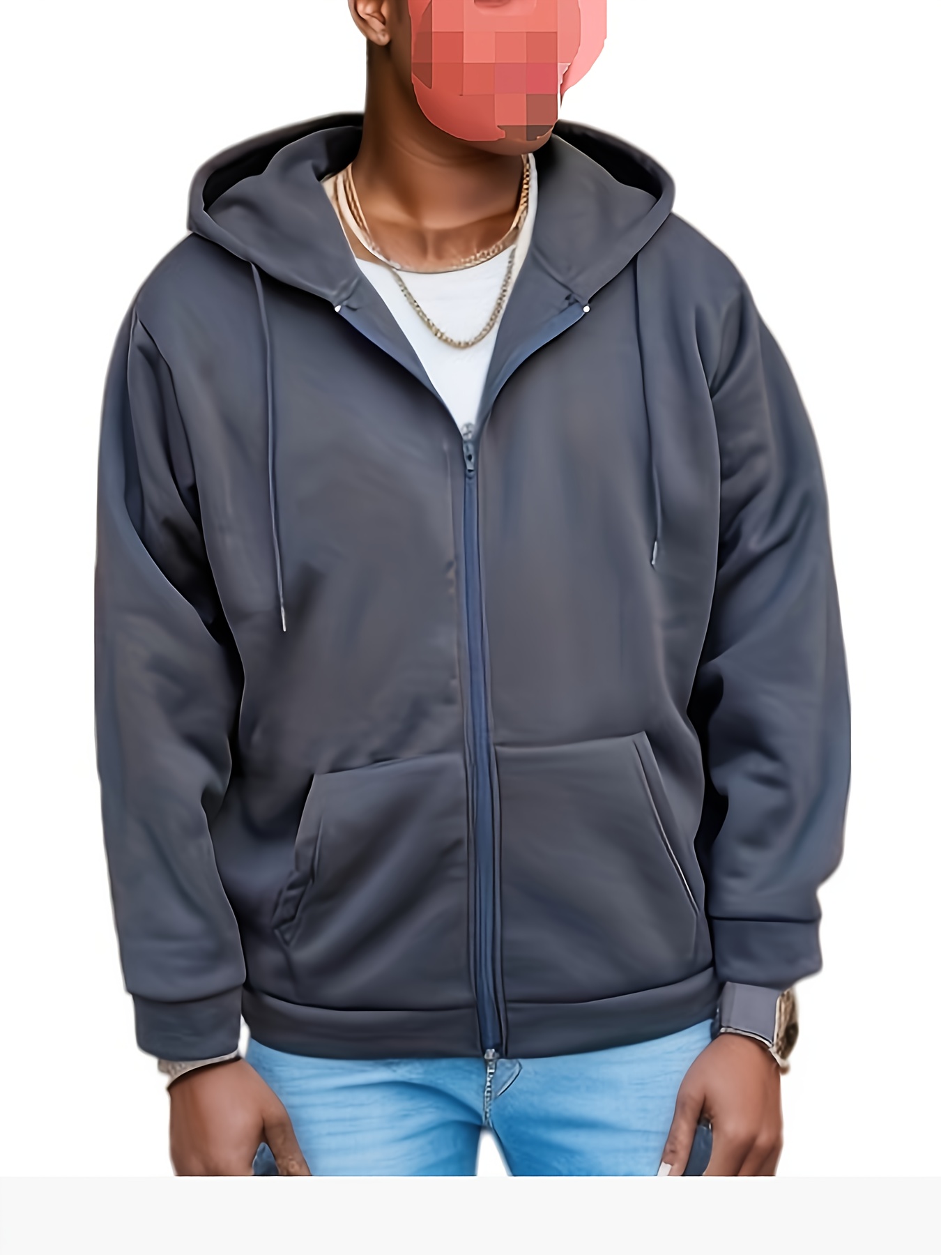 Plus Size Men's Solid Hoodies Oversized Hooded Jacket Zipper - Temu Canada