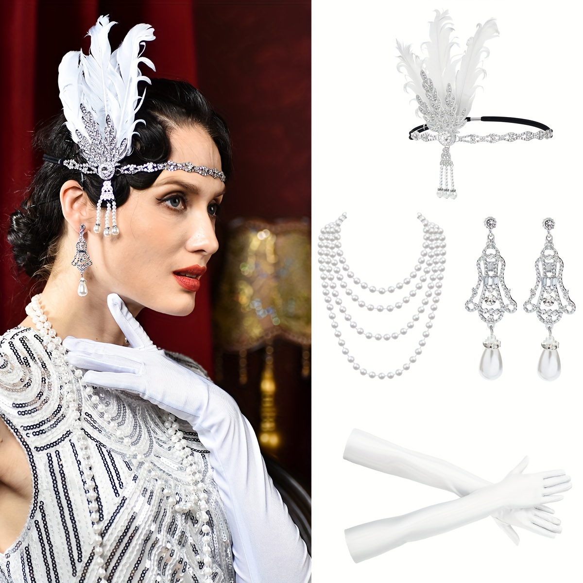 1920s Style Vintage Accessory Set Great Gatsby Themed - Temu
