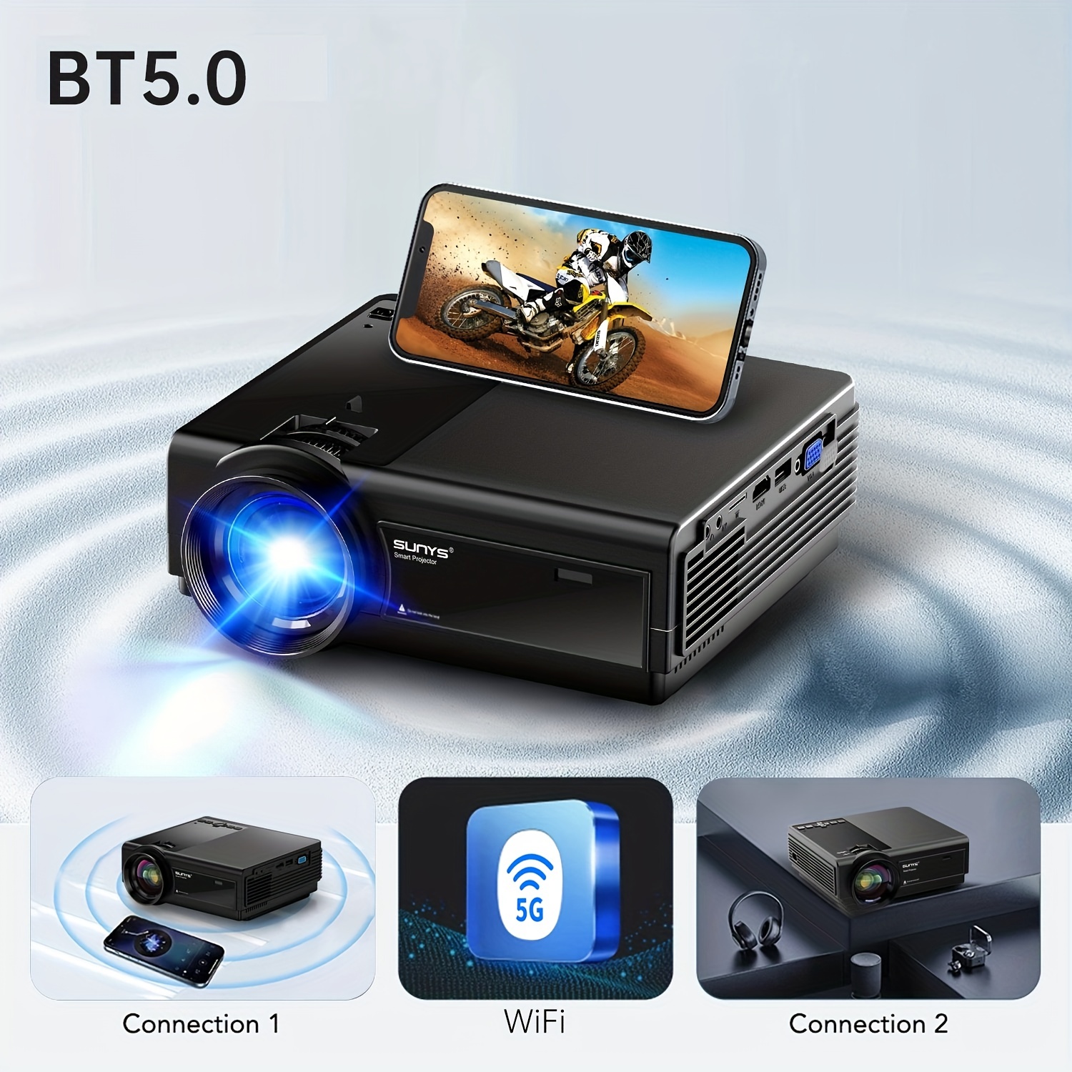 Proyector Bluetooth 4K 1080P 5G WiFi Mini LED Video Home Theater Cinema  HDMI US