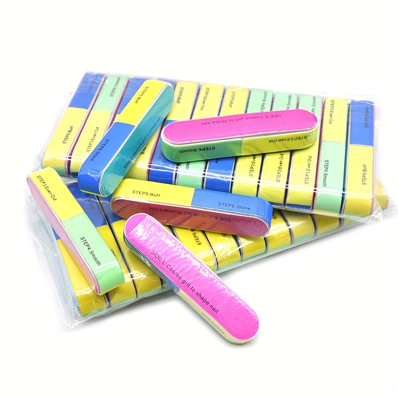 5pcs Neon Nail Polish Sanding Buffer Files, Mini Polisher Blocks