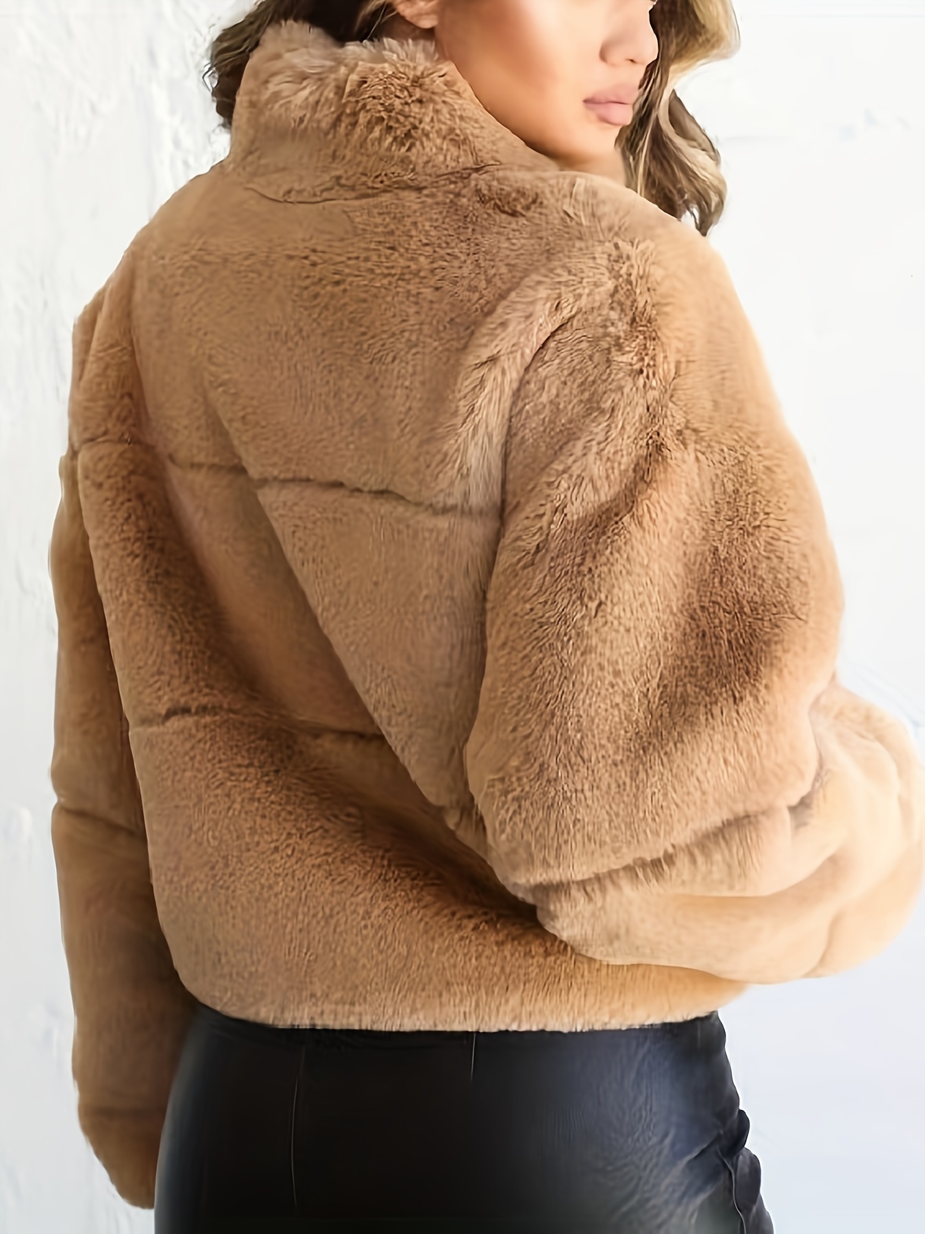 Women's Coat Casual Lapel Fleece Fuzzy Faux Shearling Zipper Coats