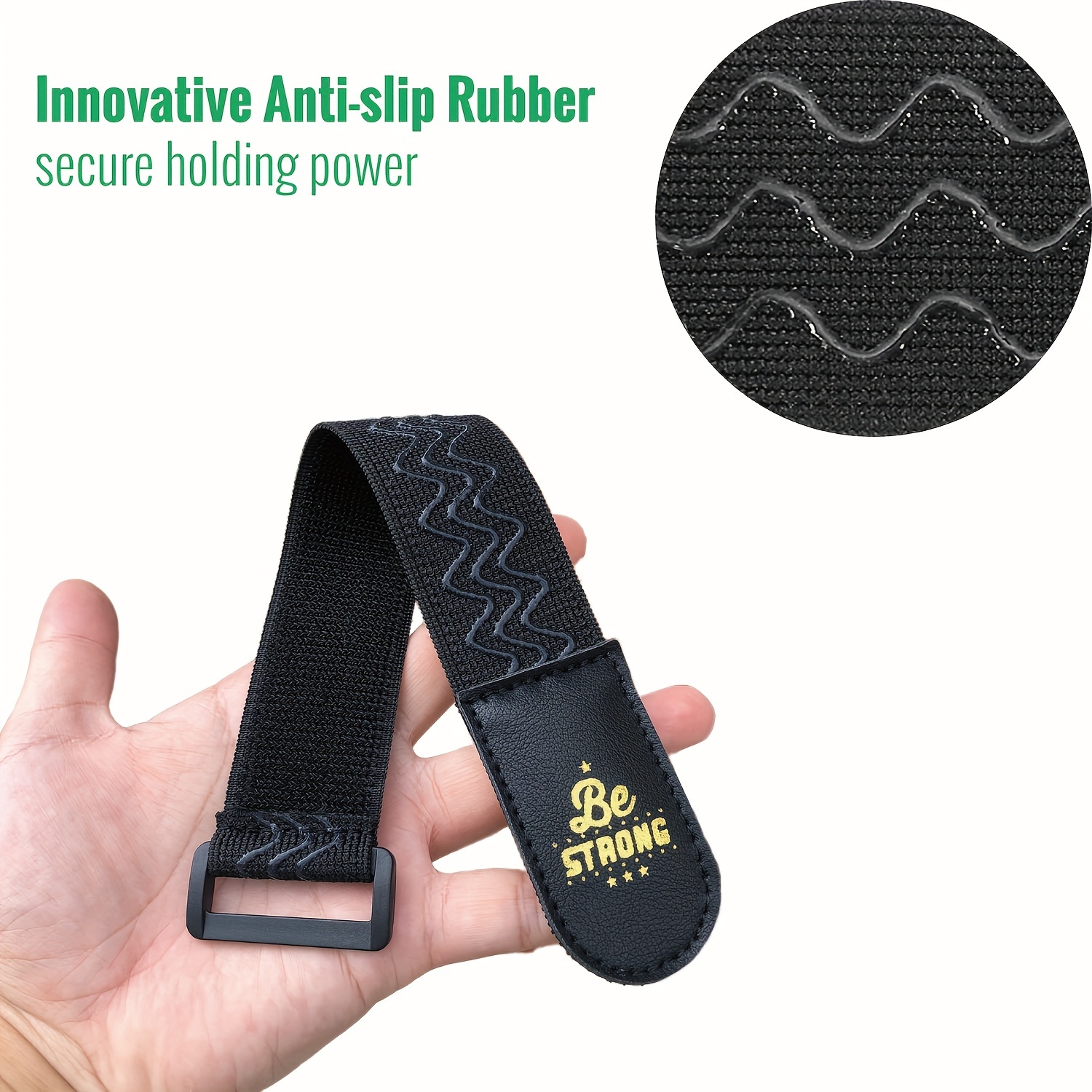 Versatile Non Slip Elastic Hook Straps / Black Elastic Bandage