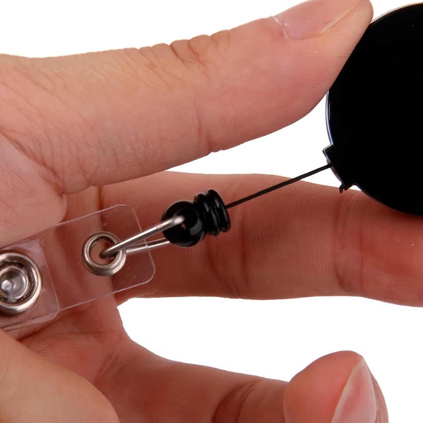 Black Keychain Badge Reel Retractable Recoil Pass ID Card Holder