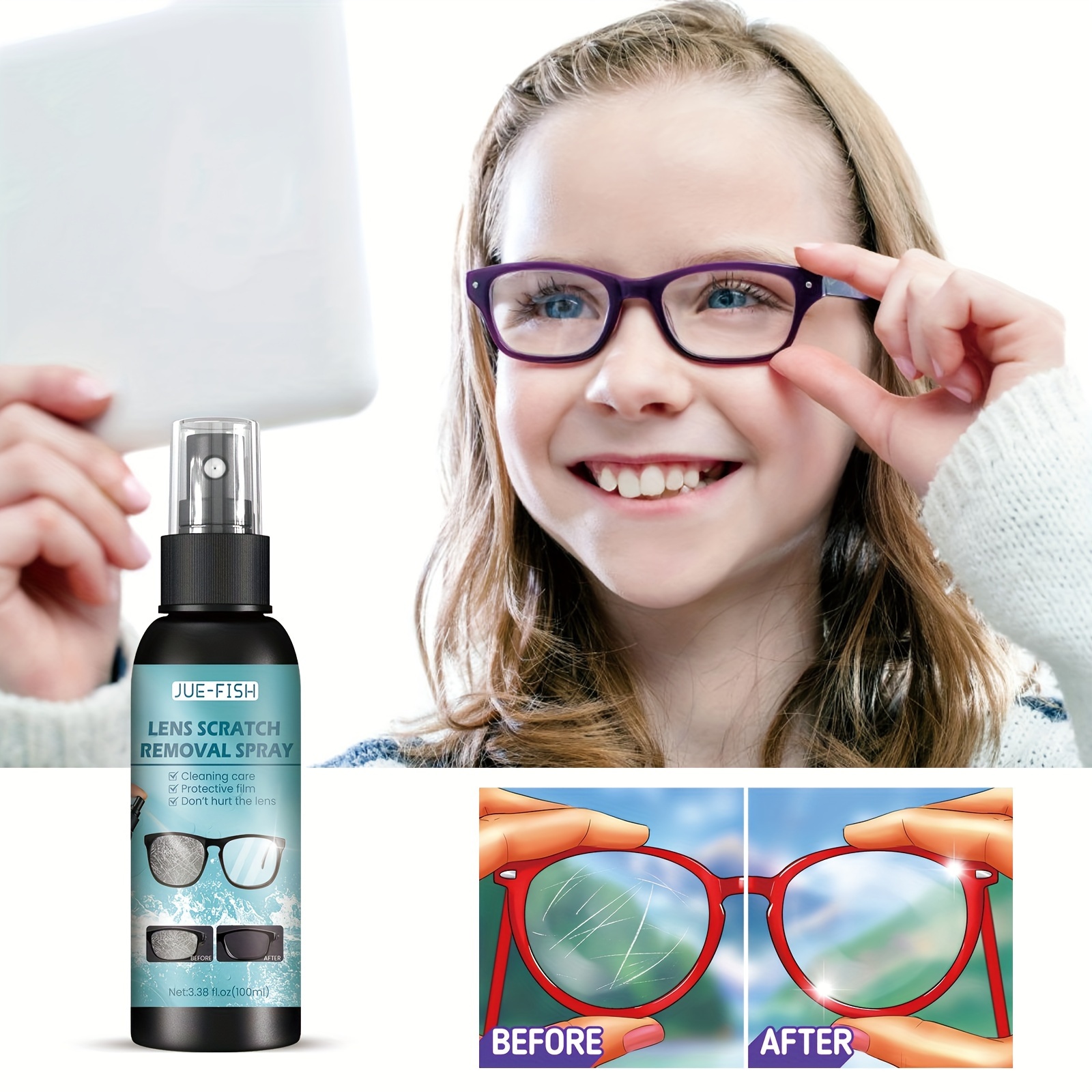 Lens Scratch Removal Spray, Eyeglass Windshield Glass Repair Liquid, High  Concentration Glasses Cleaner Spray for shops wholesalers