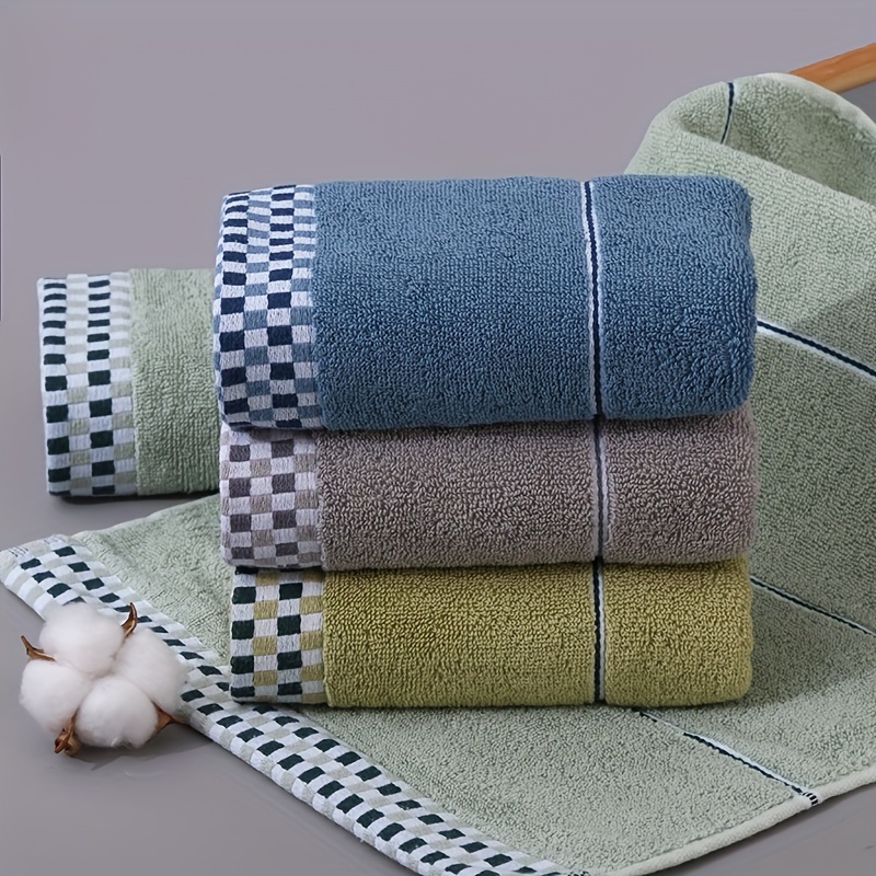 Plaid Pattern Towel Set, Household Cotton Towel, Soft Washcloth Hand Towel  Bath Towel, Super Absorbent Towels For Bathroom, Bathroom Supplies - Temu