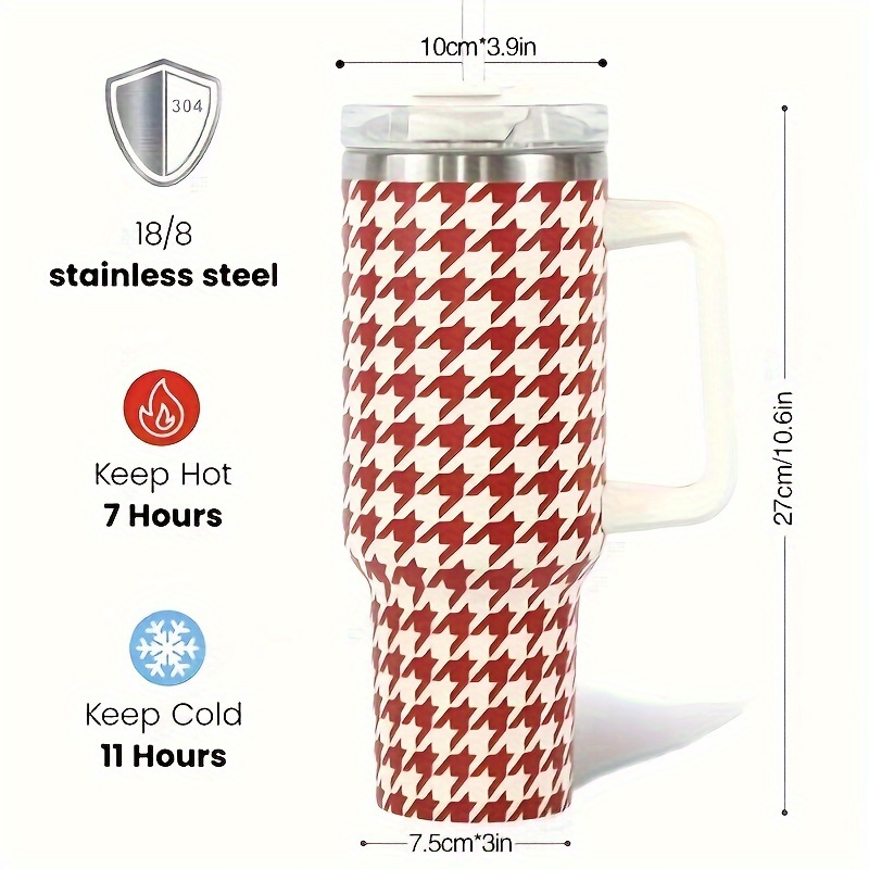 1pc 1200ml/40oz Portable Engraved Christmas Tumbler With Handle, Stainless  Steel Insulation Cup With Straw, Suitable For Outdoor Camping, Fitness, Car  Driving, Christmas Birthday Gift