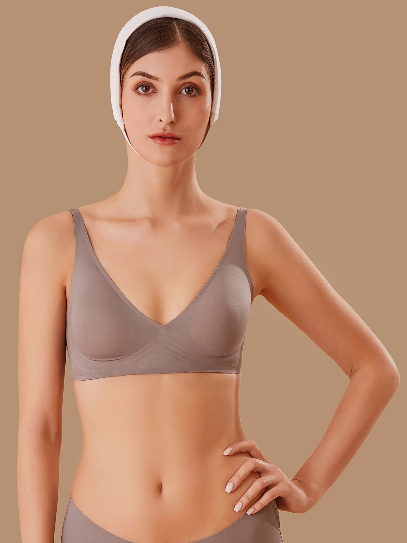 Simple Solid Wireless Bra Comfy Breathable Stretch Everyday - Temu Canada