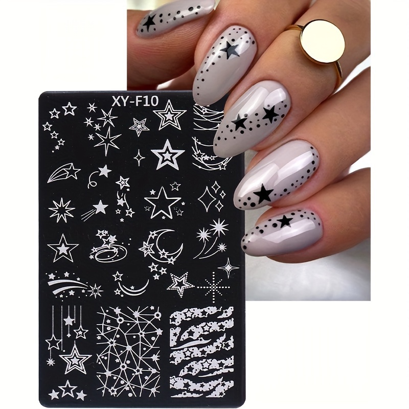 Nail Art Stamping Plate Snowflake Stamp Set Star Design Temu