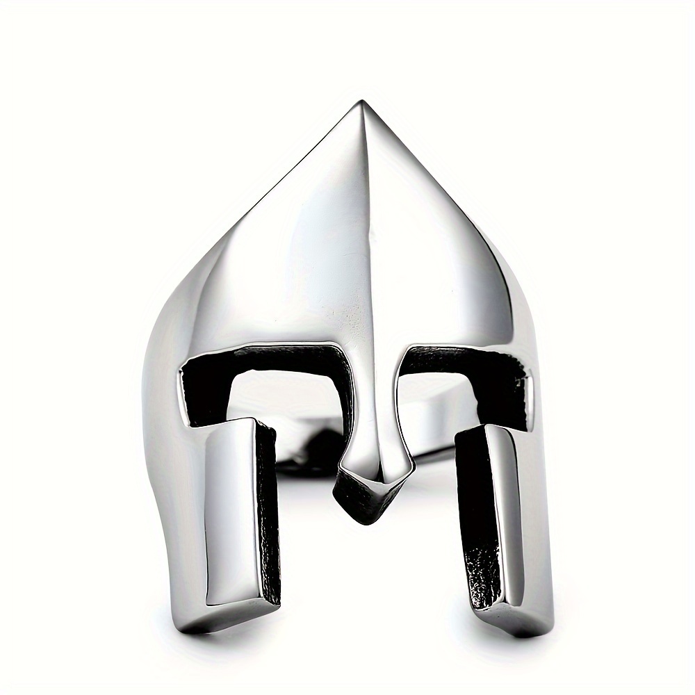 Retro Fashion Silvery Color Spartan Helmet Mask Rings Men - Temu United ...