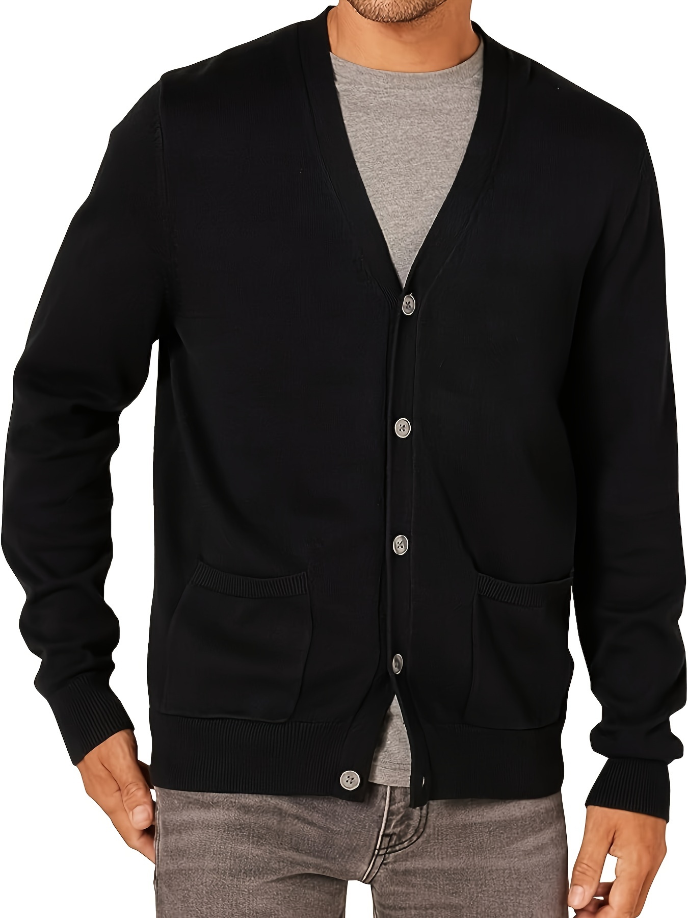 Chaqueta Punto Espiga Hombre Tops Color Contrastante - Temu