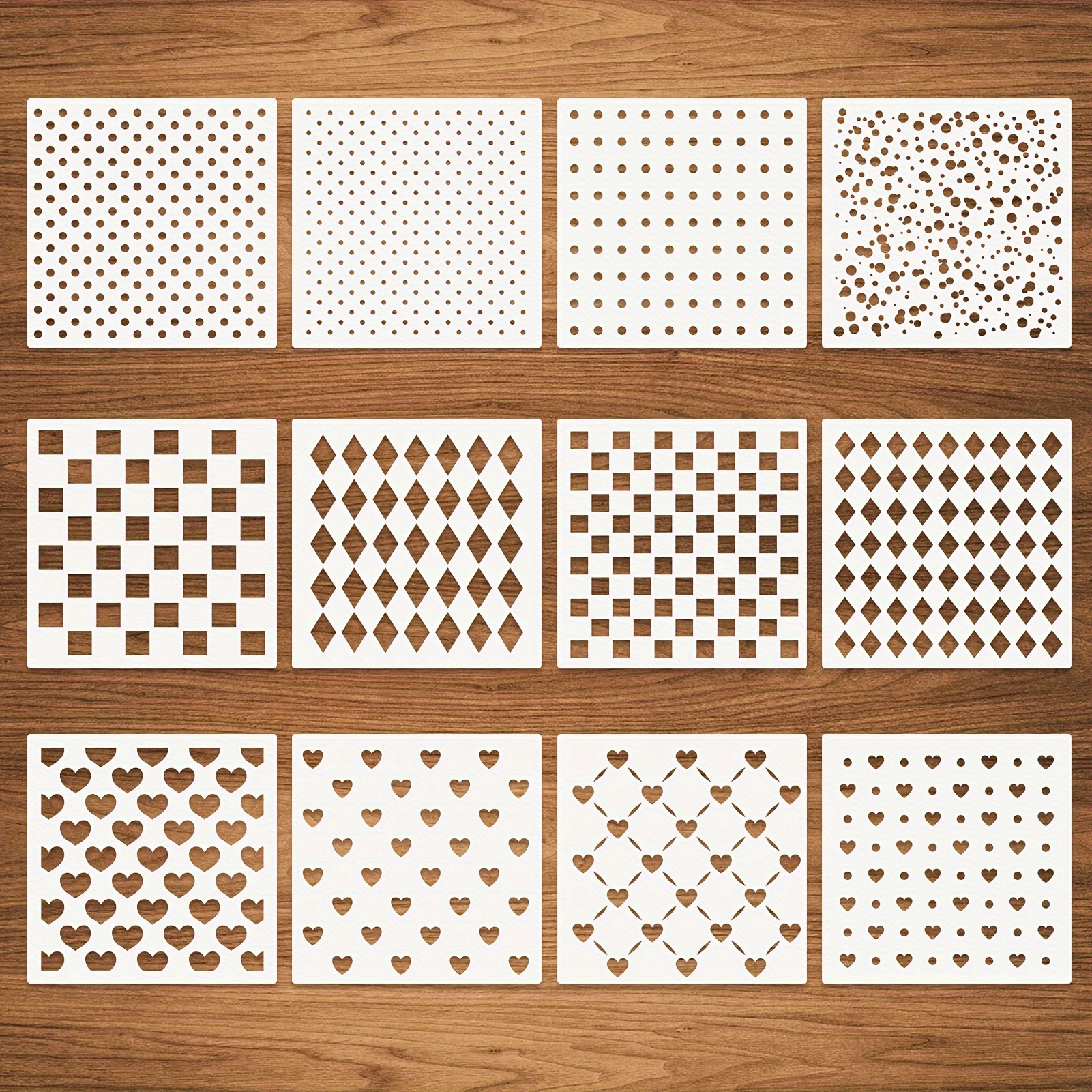 mixed-media-stencils-polka-dot-stencils-checkered-stencils-temu