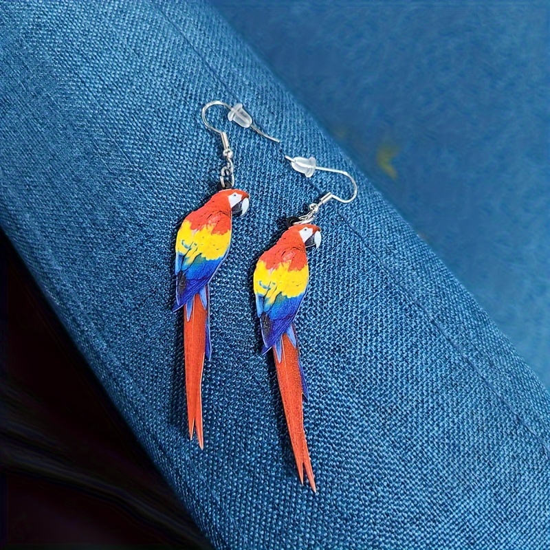 1 Paar Geschenke Kolibri Ohrringe, Für Temu Vogelserie Bunte Germany Anhänger Ohrringe Eule - Süße Papagei Taube Schmuck Mädchen Teenager